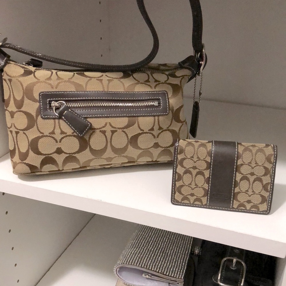 Brown Coach bag with wallet
